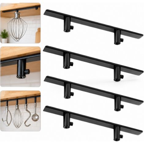 Support pour Accessoires de Batteur à Pied sous Meuble, Étagère de Suspension à 4 Poteaux, Noir pour Cuisine. La rail sous meuble contient 4 (1/5)