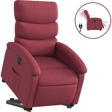 Fauteuil inclinable électrique, tissu bordeaux (1/5)