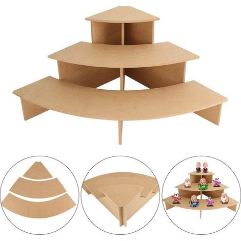 Youyijia 3 Tier Craft Fair Table Corner Display Stand Make Up Shelf MDF Table Display Unit POS Point of Sale Display Stand for Retail Counter Shop (1/5)