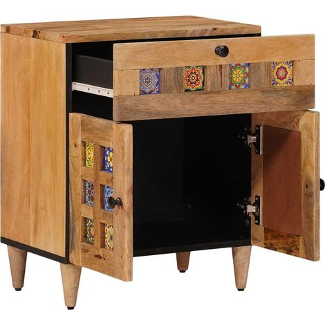 Table de chevet Table de nuit design chic - Naturel 50 x 33 x 60 cm Bois de mangue massif fr37343 (1/5)