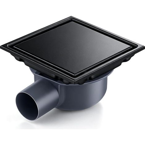 Bonde de douche carrée 15 x 15 cm : acier inoxydable 304 invisible en acier inoxydable 304, tuyau en plastique à 360° avec siphon anti-odeurs, filtre à cheveux, drain de sol, pour salle de (1/5)