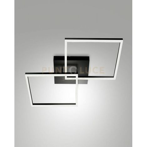 BARD  PLAFONIERA NERA L.65X65CM 2 LUCI A LED 3000K - 52W - 5180 lm DIMMERABILE C/ACC.