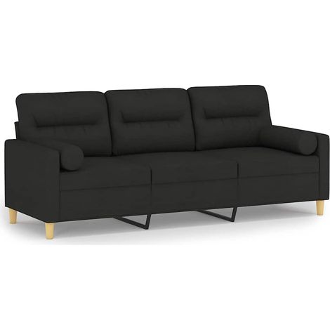 Maison Exclusive - Divano a 3 Posti con Cuscini Nero 180 cm in Tessuto