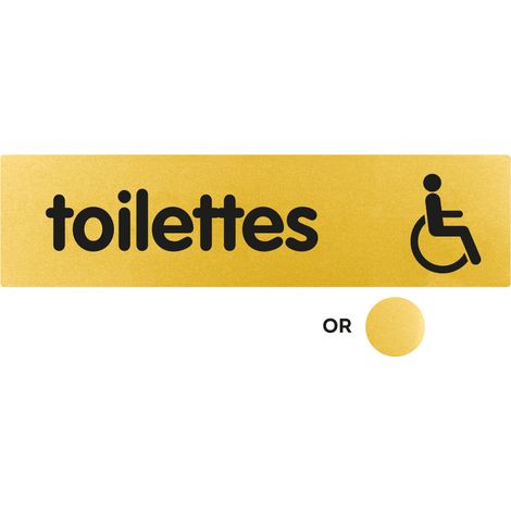 Plaque Toilettes avec logo handicapé - Classique or 170x45mm - 4492247