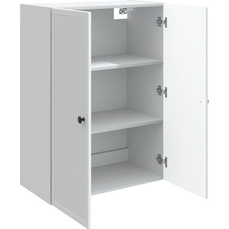 Meuble de Rangement Mural Blanc 66 x 34,5 x 90 cm – Placard Suspendu en Bois d'Ingénierie pour Salle de Bain, Cuisine ou Entrée (1/5)