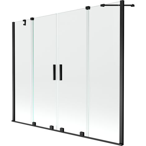 Mexen Velar Duo paravento vasca 2-ante scorrevole 190 x 150 cm, trasparente, nero - 896-190-000-02-70 (1/5)