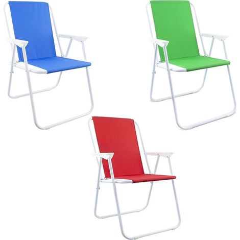 TrAdE Shop Traesio - Sedia Relax Spiaggina Mare Giardino In Acciaio Pieghevole Campeggio Tinta Unita 285004 - (1/5)
