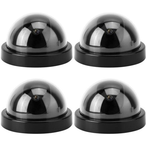 RHG 4pcs simulateur de caméra de Simulation de dôme factice factice avec Clignotant LED pour Les Maisons et Entreprises alimenté par 2  Piles AA(Noir) (1/5)