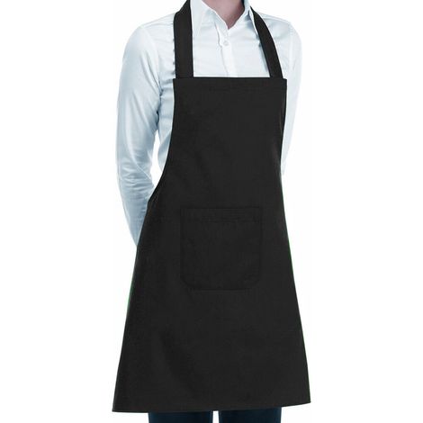 Grembiule Cucina Cotone Resistente Pettorina Ristorante Bar Cameriere Unisex - Nero