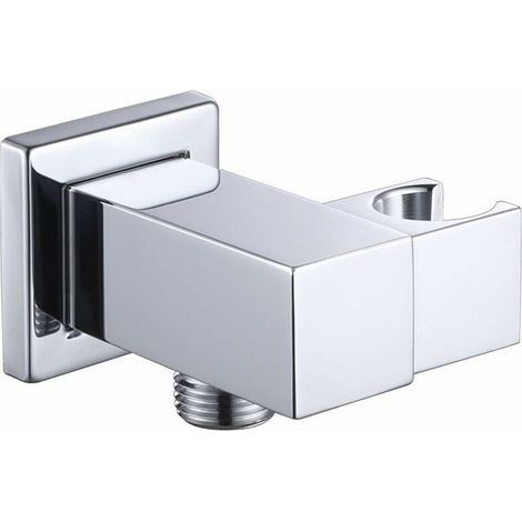 Support de pommeau de douche Support de pommeau de douche en laiton carré argent (1/5)
