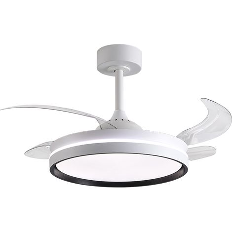 dc ventilatore akran nero, 4 pale retrattili, 72w led 300040006000k, h.35xd.108/50cm