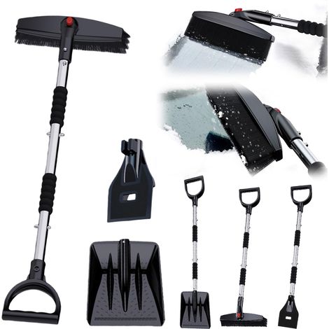 Pelle à neige voiture 3 en 1 : kit de pelle pour la neige grattoir à glace voiture, pelle à neige voiture avec lame de pelle, grattoir à glace et balai, pelle à neige légère portable pour le nettoyage (1/5)