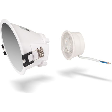 KIT Aro Downlight Asimétrico Ø93mm + Módulo LED MR16 5W - Blanco Cálido - Plata