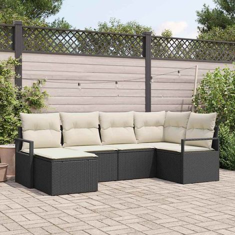 vidaXL Set di divani 6 pz Nero polyrattan (1/5)