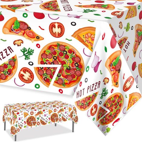 3x Einweg-Tischdecke Pizza-Muster 130x220cm rechteckig für Party
