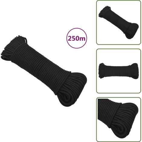 The Living Store Corde de bateau Noir complet 4 mm 250 m polypropylène - Corde Bateau - Corde Polypropylene - Corde Marine - Amarrage - Voilier (1/5)