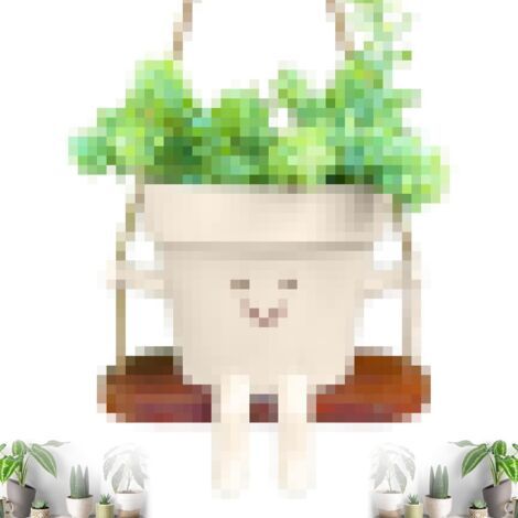 pot de fleurs avec visage, Pot Fleur Balançoire, Pots de Succulentes Visage Souriant, Pots de Jardinière de Visage de Sourire, Smile Face Pot de fleurs succulentes, pour D'intérieur et D'extérieur (B) (1/5)