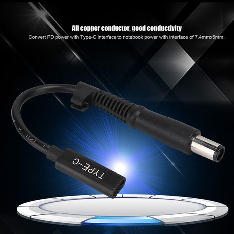 Câble d'alimentation USB-C PD pour PC portable HP avec connecteur mâle et charge rapide (1/4)