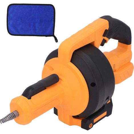 Tarière de vidange électrique sans fil, alimentation automatique, outil de plomberie serpent, épilation électrique pour égouts, salle de bains, tuyau 3/4 à 2 pouces, jaune