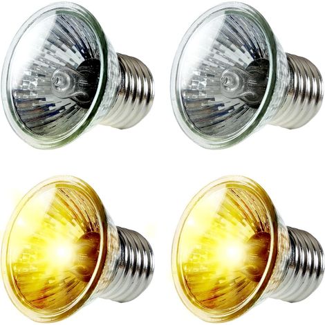 50W x 4 Ampoules Chauffante Tortue, Avec filament épais, Ampoule UVA UVB Antidéflagrant, Ampoule Chauffage pour Lampe Reptile Aquarium, E27 Spectre Complet Halogène (1/5)