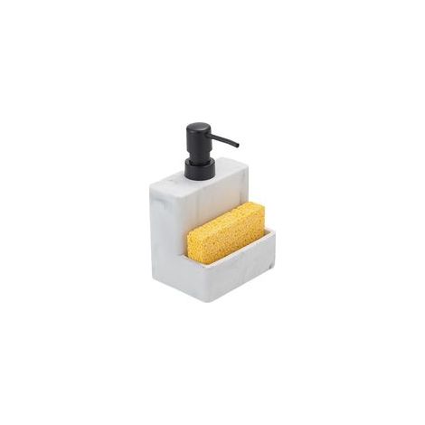 Distributeur de Savon avec Porte Éponge 2 en 1 Pour Vaisselle et Mains Solution Pratique pour Évier de Cuisine