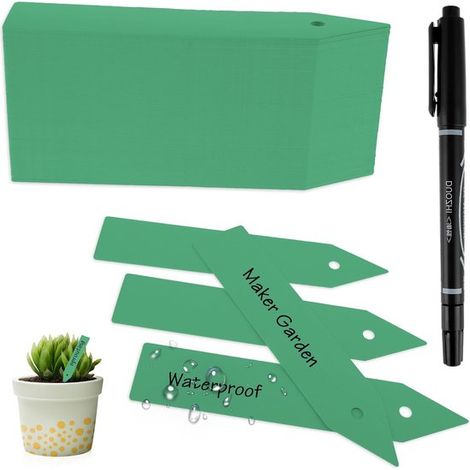 100 etichette in plastica per piante da giardino, pennarelli e etichette impermeabili con penna, etichette riutilizzabili per il nome delle piante (1/5)