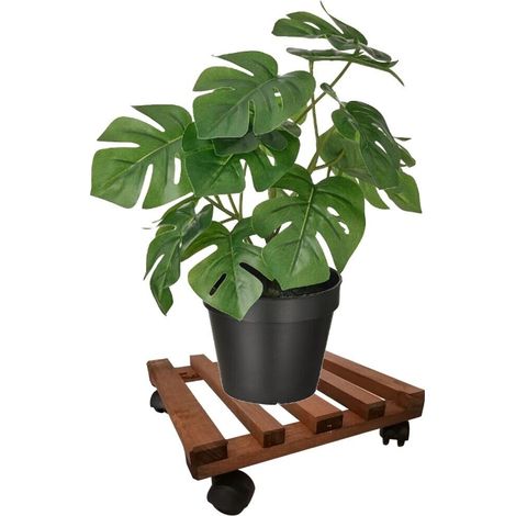 Sottovaso con ruote in legno carrello per piante pesanti porta vaso da balcone - MISURA: cm25x25 (1/4)