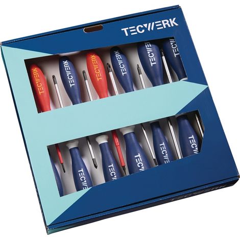 TECWERK Schraubendreher-Satz XXL 13-teilig Schlitz/PH/PZD/TXMehrkomponentengriffe