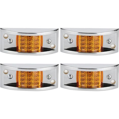 Feu de gabarit latéral, 4 pièces 12 LED 10-30 V feu de gabarit latéral chromé indicateur ambre dégagement lampe de signal étanche remplacement de voiture. (1/4)