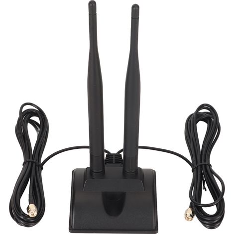 Antenne WiFi double 2,4 GHz / 5 GHz / 5,8 GHz, gain élevé 6 dBi, angle réglable, base magnétique, connecteur RP SMA mâle pour routeur