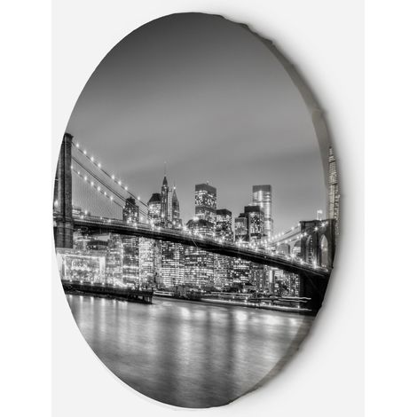 Tableau sur toile Image circulaire Pont de Brooklyn NY 80x80 (1/5)