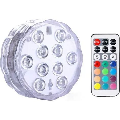 10leds RVB Submersible Lumière Sous-Marine LED Veilleuse Piscine Lumière pour Vase Extérieur Fish Tank Étang Disco Fête De Mariage 1 contrôleur 1 Lampe