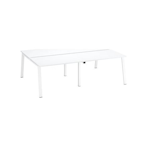Pôle de 4 bureaux droits blanc L 120 x P 80 cm piétement métal blanc - Arch - Maxiburo