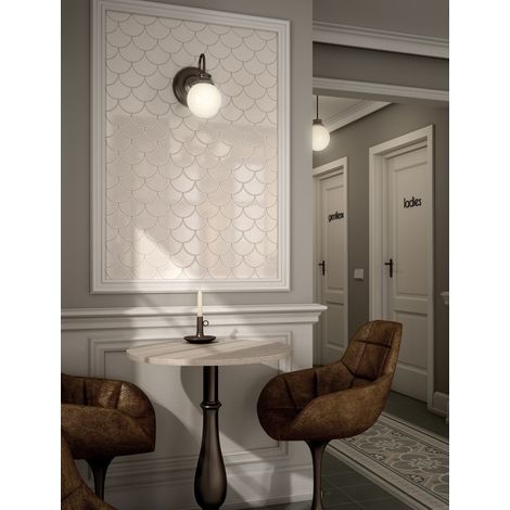 Carrelage mural faïence effet graphique SCALE FAN écaille 12x10.6cm Ecaille 12x10.6cm Crème - Sable - Brillant - boîte de 0.37 m2 dcd0c1 - - boîte