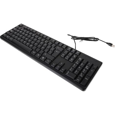 Clavier Filaire USB Noir Abs, 104 Touches Pavé Numérique, Saisie Silencieuse et Confortable, pour Bureau et Domicile (1/5)