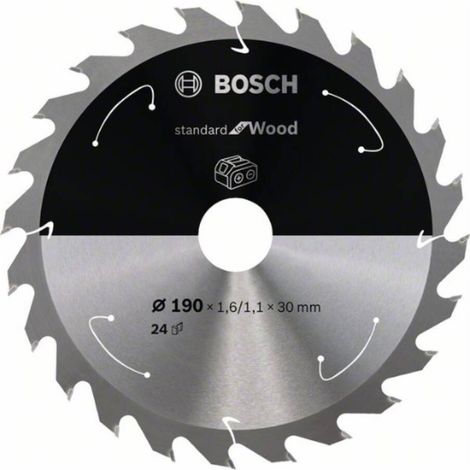 Bosch Professional Disco de sierra circular Standard for Wood (madera, 190 x 30 x 1,6 mm, 24 dientes, accesorio de sierra circular sin cable)