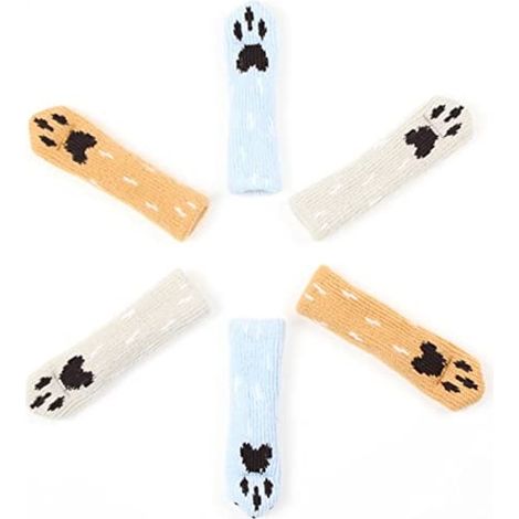 Lot de 24 chaussettes de protection pour meubles (6 jeux), embouts et coussinets en forme de pattes de chien, anti-bruit, protège-sols. (1/5)