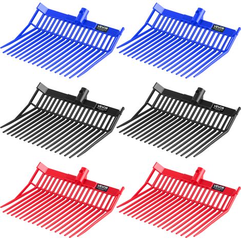 VEVOR Tete de Rechange de Fourche a Fumier, Lot de 6, Tete de Fourche a Foin a 18 Dents Inclinees en Plastique PP, Rateau a Fumier de Cheval pour Ramasser le Fumier, Paille, Foin, Travaux Agricoles