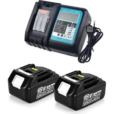 Lot de 2 Batteries de Rechange pour Batterie et Chargeur 18 V BL1850B 5,0 Ah Compatible avec perceuse-visseuse Makita DDF482Z DDF484Z DDF485Z DDF487Z DDF489Z Tronçonneuse sans Fil DUC353Z (1/5)