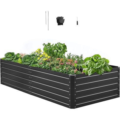 VEVOR Cama Elevada de Jardín 203,2 x 101,6 x 47 cm, Jardinería Elevada Placa de Galvalume para Cultivo de Flores Plantas Hierbas Huerto Urbano, para Jardín Terraza Patio Balcón con Accesorios (1/5)