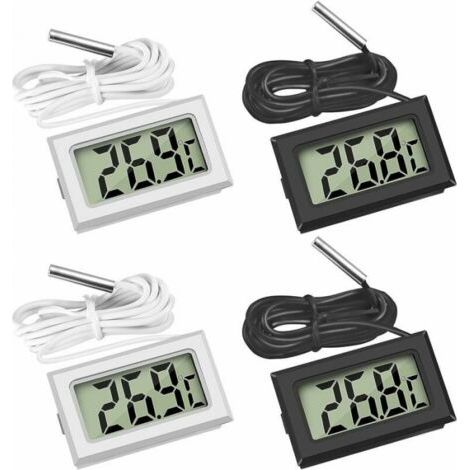 Mini Digital LCD Thermomètre Température avec Sonde de Température Capteur Testeur (2X Noir 2X Blanc) (1/5)