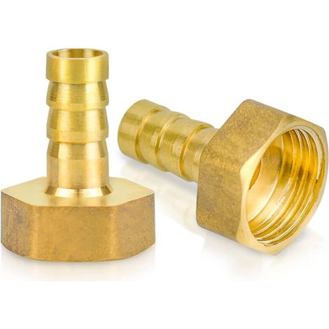 2pcs Sourcing Map Brass Barb Hose Fitting Connector Adapter，Internal Thread 1/2" G x 10mm