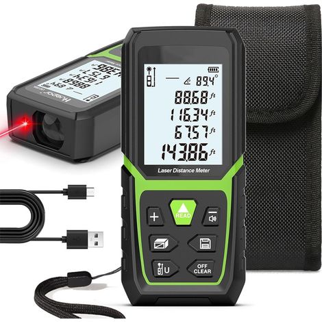 Télémètre Laser Numérique,120m Mètre Laser numérique,Mesure du théorème de Longueur/Zone/Volume/Théorème de Pythagore avec Rétroéclairage LCD, IP54 (1/5)