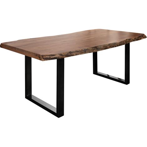 Table à manger 160x90 Acacia laqué Bois naturel / Anthracite laqué FREEFORM 5 (1/3)
