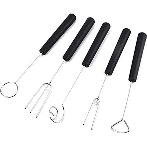 Lot de 5 fourchettes à fondue en acier inoxydable - Embouts pour fruits - Fourchette de plongée pour chocolats et truffes - Pour faire des chocolats faits à la main (1/5)