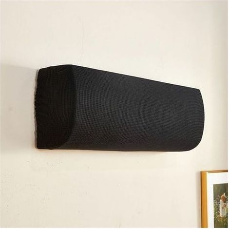Cache Clim Suspendus, Housse de Climatiseur Élastique, Climatiseur Couvre Tout Inclus, Cache-Poussière Jacquard Couleur Unie, Climatiseur Couvre Intérieur (Noir,Universel) (1/4)