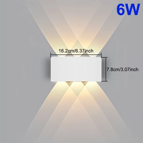 Applique murale LED extérieure (6W-3000K) étanche IP65, éclairage vers le haut et vers le bas, style moderne, pour allée, jardin, cour, chambre, salon et décoration. (1/5)
