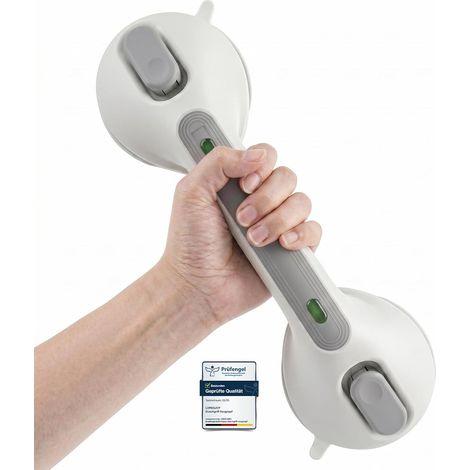 Suction Handle, Shower Holding Bar, 12 in No Drilling Removable Toilet Grab Bar, Bath Handle, Maximum Load Capacity 120 kg, Shower Handles Textured Tiles (1/5)