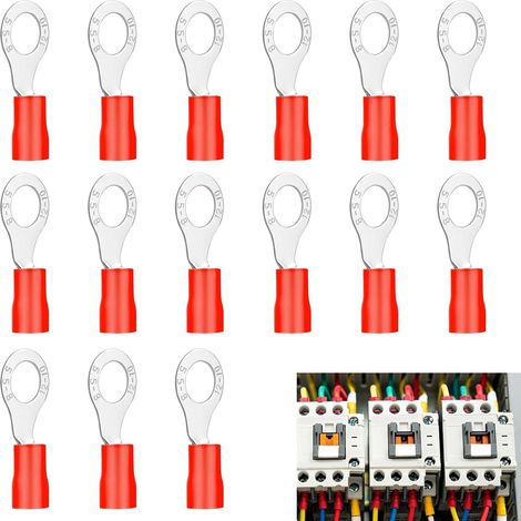 15x Cosse À Oeillet M6 Partiellement Isolée 4-6mm² , Rouges,Cosses À Sertir Partiellement Isolées, Oeillets À Oeillet M8, Rv Connecteur De Câble, Pour Connecter Des Câbles Ou Des Torons (1/5)