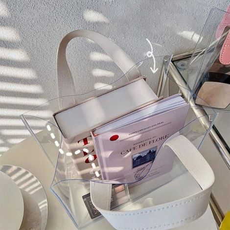 1 sac de courses en plastique transparent, sac à bandoulière, sac à main en PVC transparent, sac de rangement étanche Étiquette (1/4)